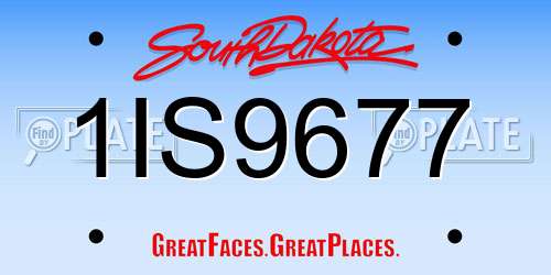 1IS9677 South Dakota License Plate
