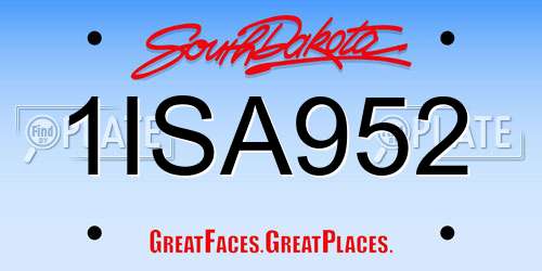 1ISA952 South Dakota License Plate