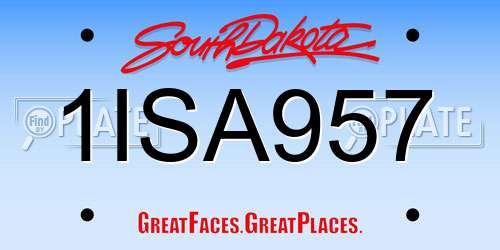1ISA957 South Dakota License Plate