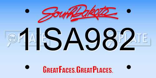 1ISA982 South Dakota License Plate