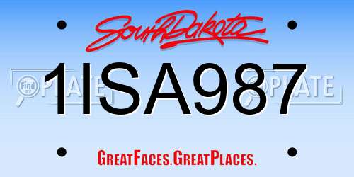 1ISA987 South Dakota License Plate