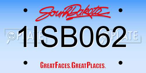 1ISB062 South Dakota License Plate
