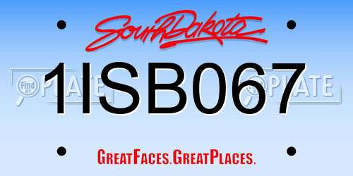 1ISB067 South Dakota License Plate