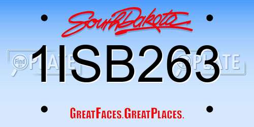 1ISB263 South Dakota License Plate