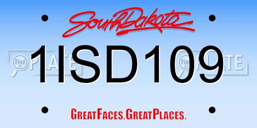 1ISD109 South Dakota License Plate