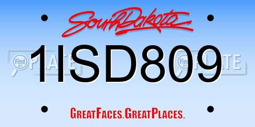 1ISD809 South Dakota License Plate