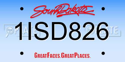 1ISD826 South Dakota License Plate