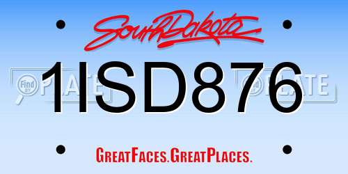 1ISD876 South Dakota License Plate