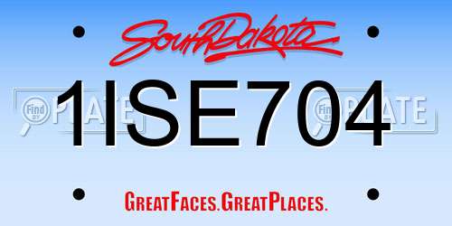 1ISE704 South Dakota License Plate