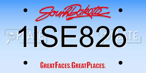1ISE826 South Dakota License Plate