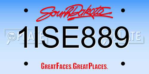 1ISE889 South Dakota License Plate