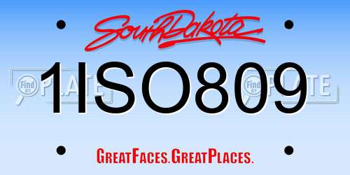 1ISO809 South Dakota License Plate