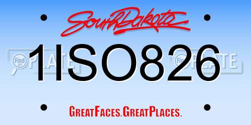 1ISO826 South Dakota License Plate