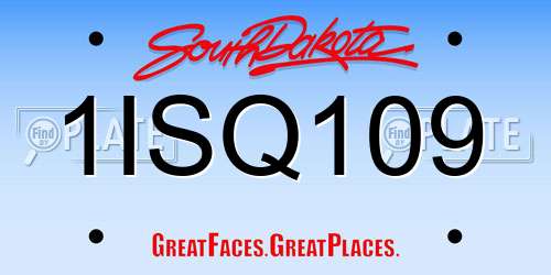 1ISQ109 South Dakota License Plate