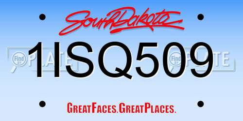 1ISQ509 South Dakota License Plate