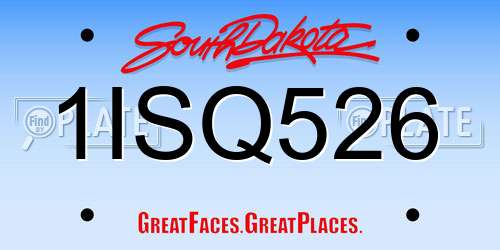 1ISQ526 South Dakota License Plate