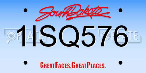1ISQ576 South Dakota License Plate