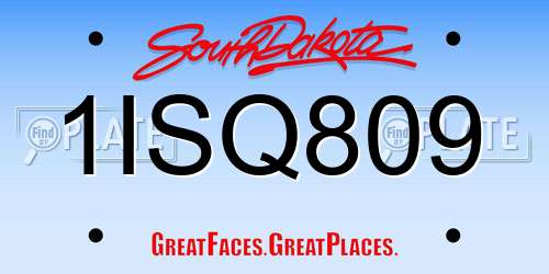 1ISQ809 South Dakota License Plate