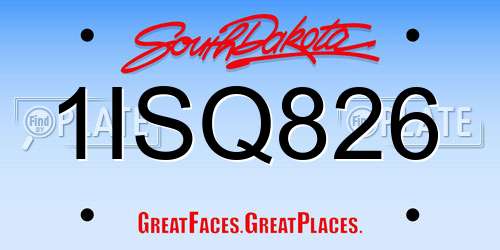 1ISQ826 South Dakota License Plate