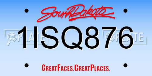 1ISQ876 South Dakota License Plate