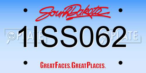 1ISS062 South Dakota License Plate