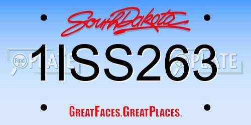 1ISS263 South Dakota License Plate