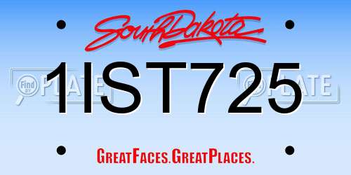1IST725 South Dakota License Plate