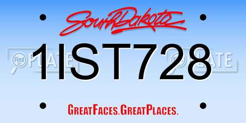 1IST728 South Dakota License Plate