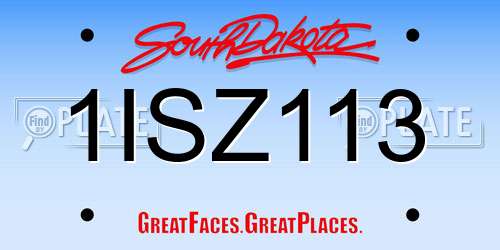1ISZ113 South Dakota License Plate