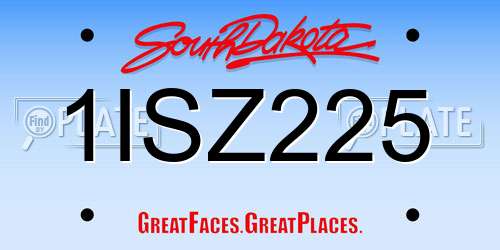 1ISZ225 South Dakota License Plate