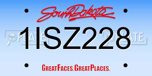 1ISZ228 South Dakota License Plate