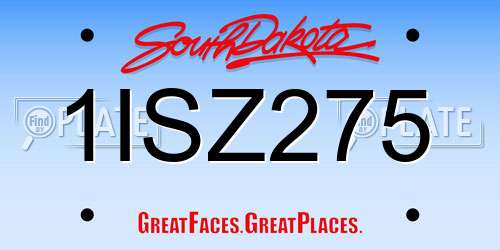 1ISZ275 South Dakota License Plate