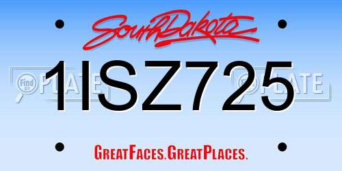 1ISZ725 South Dakota License Plate