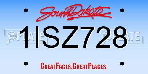 1ISZ728 South Dakota License Plate