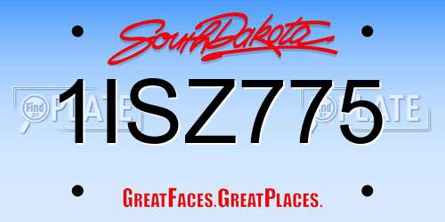 1ISZ775 South Dakota License Plate