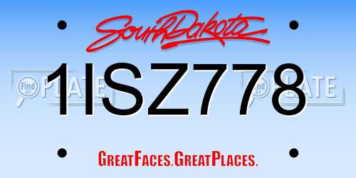 1ISZ778 South Dakota License Plate