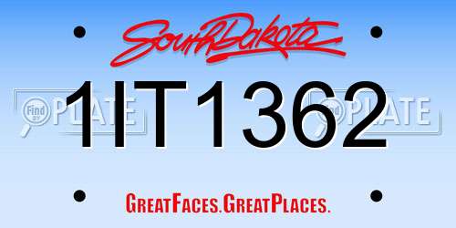 1IT1362 South Dakota License Plate