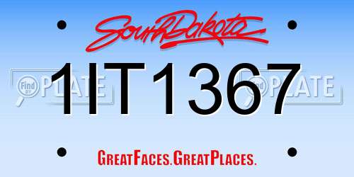 1IT1367 South Dakota License Plate