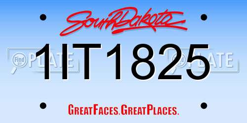 1IT1825 South Dakota License Plate
