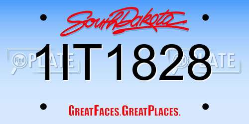 1IT1828 South Dakota License Plate