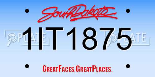 1IT1875 South Dakota License Plate