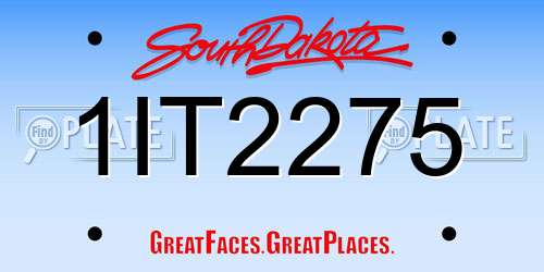 1IT2275 South Dakota License Plate