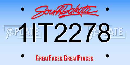 1IT2278 South Dakota License Plate