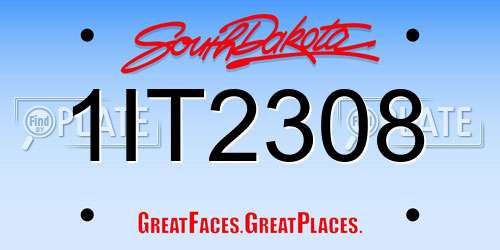 1IT2308 South Dakota License Plate