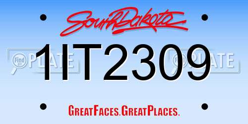 1IT2309 South Dakota License Plate