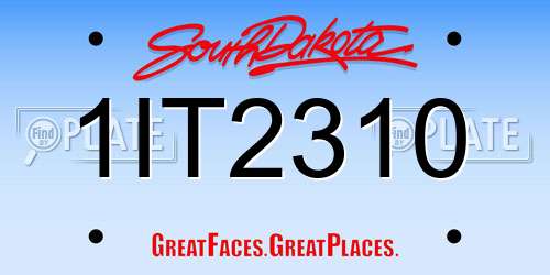1IT2310 South Dakota License Plate