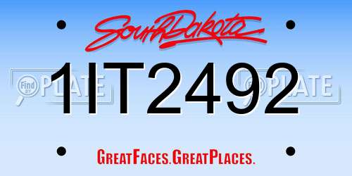1IT2492 South Dakota License Plate