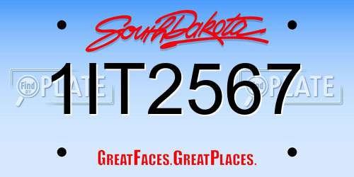 1IT2567 South Dakota License Plate
