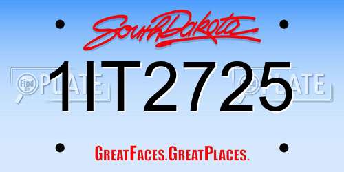 1IT2725 South Dakota License Plate
