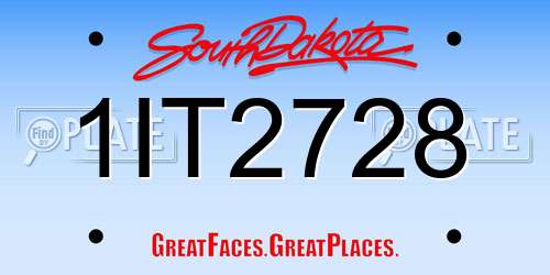 1IT2728 South Dakota License Plate
